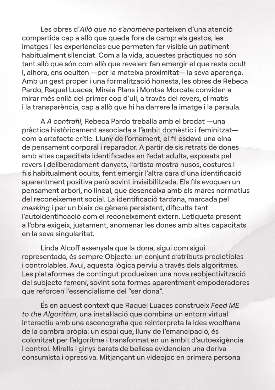 Díptic de l'exposició "Allò que no s'anomena" (pàgina 2)