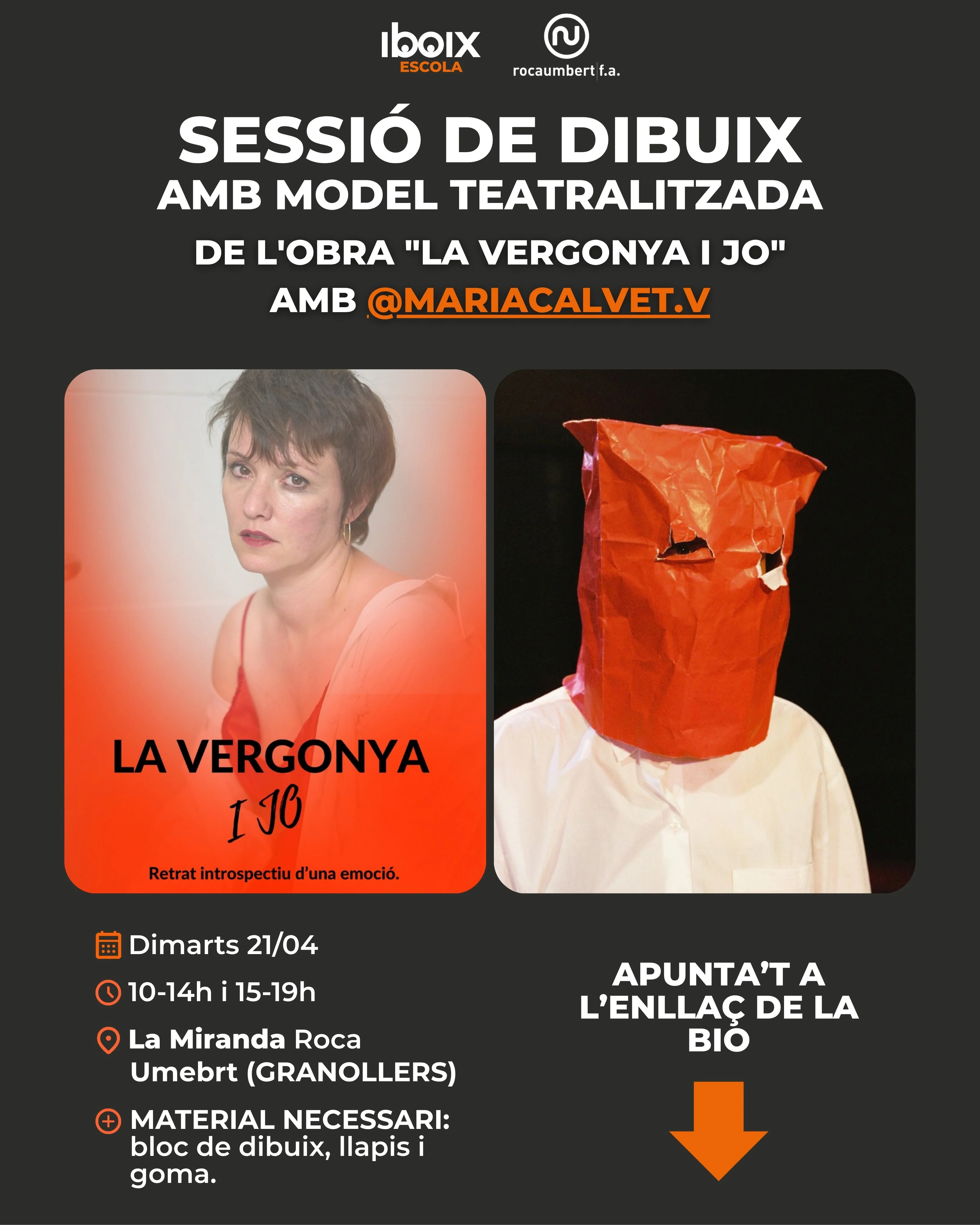 Sessió de dibuix amb model teatralitzada  | © Iboix Escola